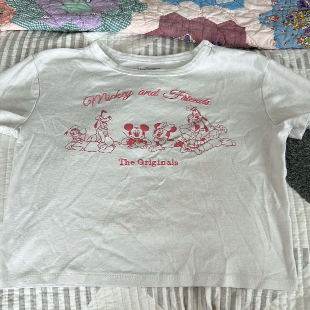 Disney White Crop Top with Classic Crew Neck